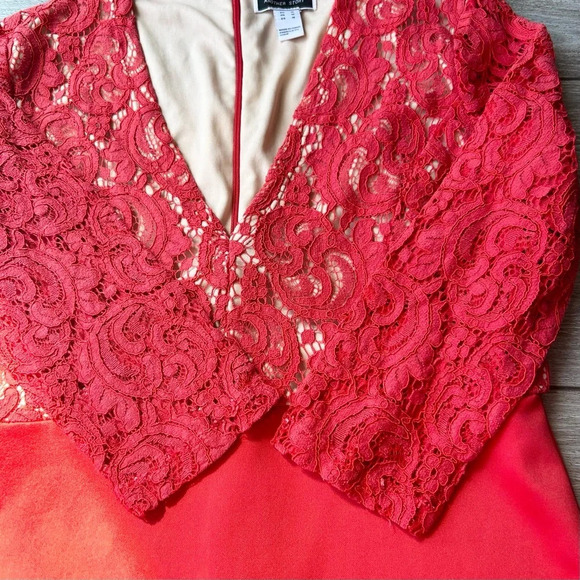 Another Story Red  Lace Choker Neck Evening Dress - Picture 9 of 16